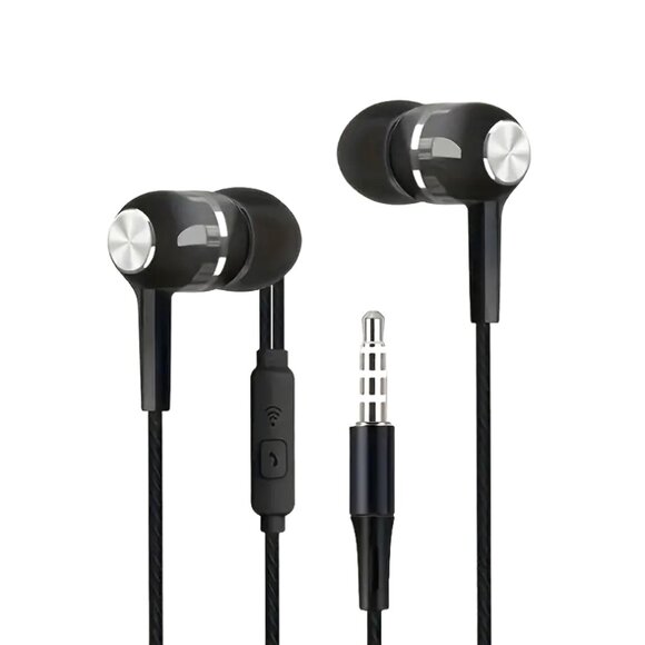 Wired Earphones With Remote Control And Microphone 3.5 mm Earbuds Premium Bass - Picture 1 of 5
